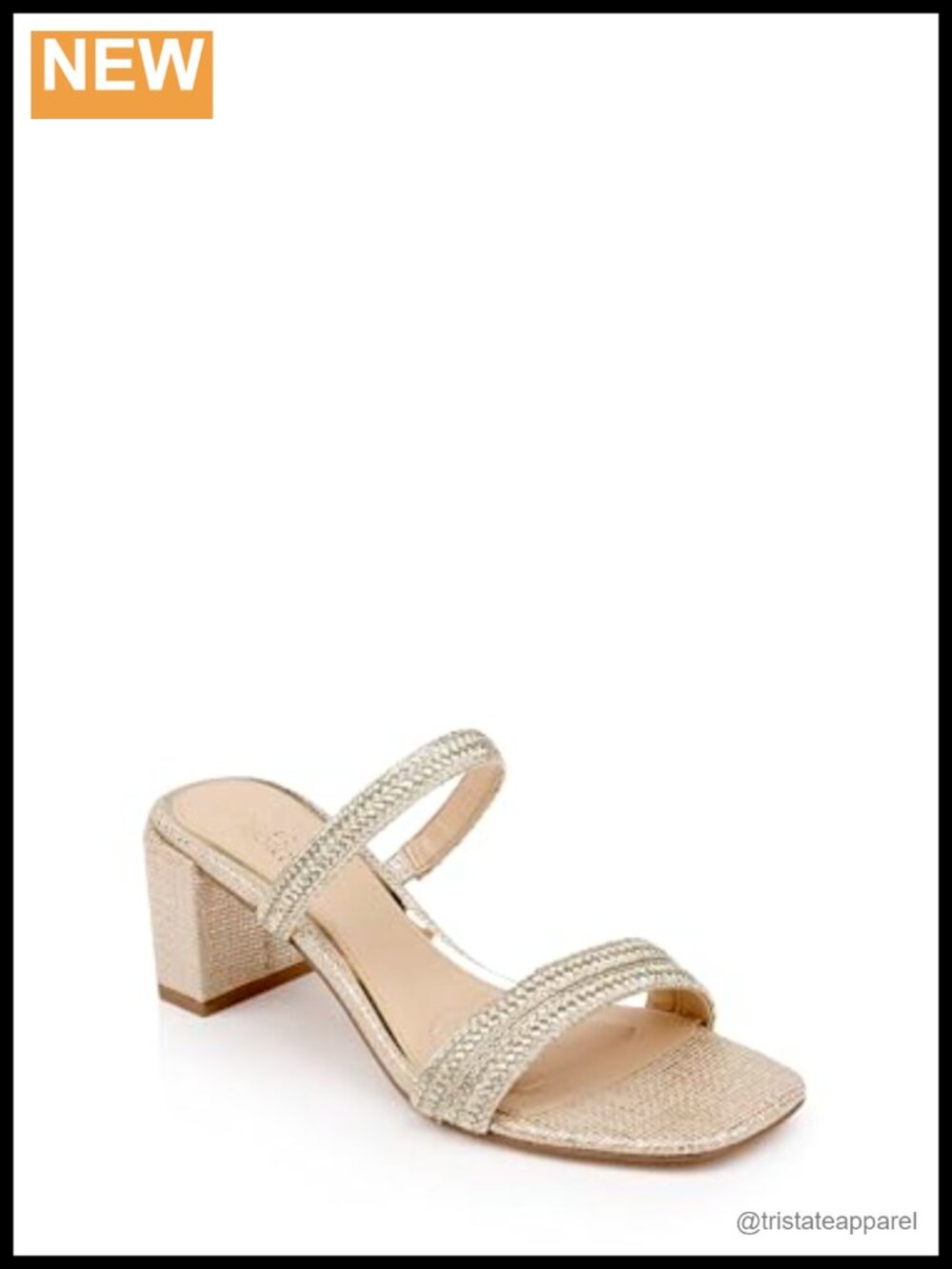 Gold Textured Block Heel Mule